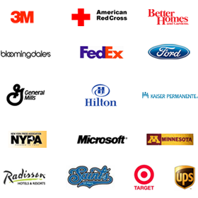 Past customers 3M, American Red Cross, Better Homes, Bloomingdales, FedEx, Ford, General Mills, Hilton, Kaiser Permanente, NYPA, Microsoft, Minnesota, Radisson, St. Paul Saints, Target, UPS